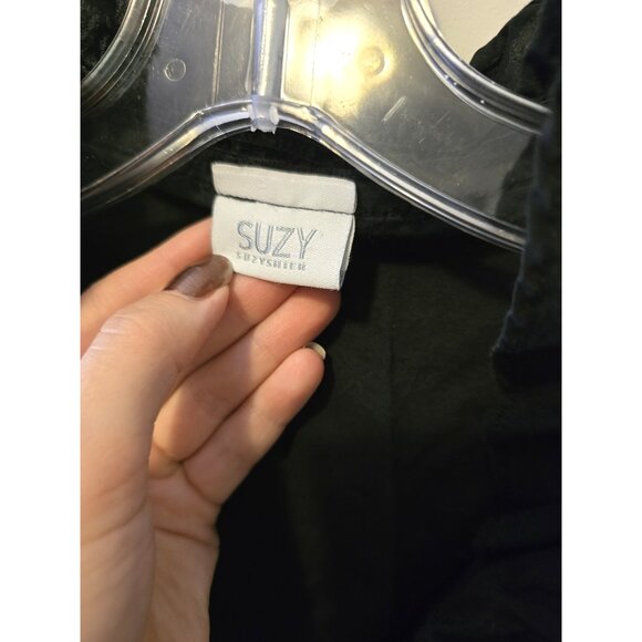 Vintage Y2K Suzy Shier Black Ruffle Vest Hook & Eye Sleeveless Western Fall Sz S - Picture 4 of 6